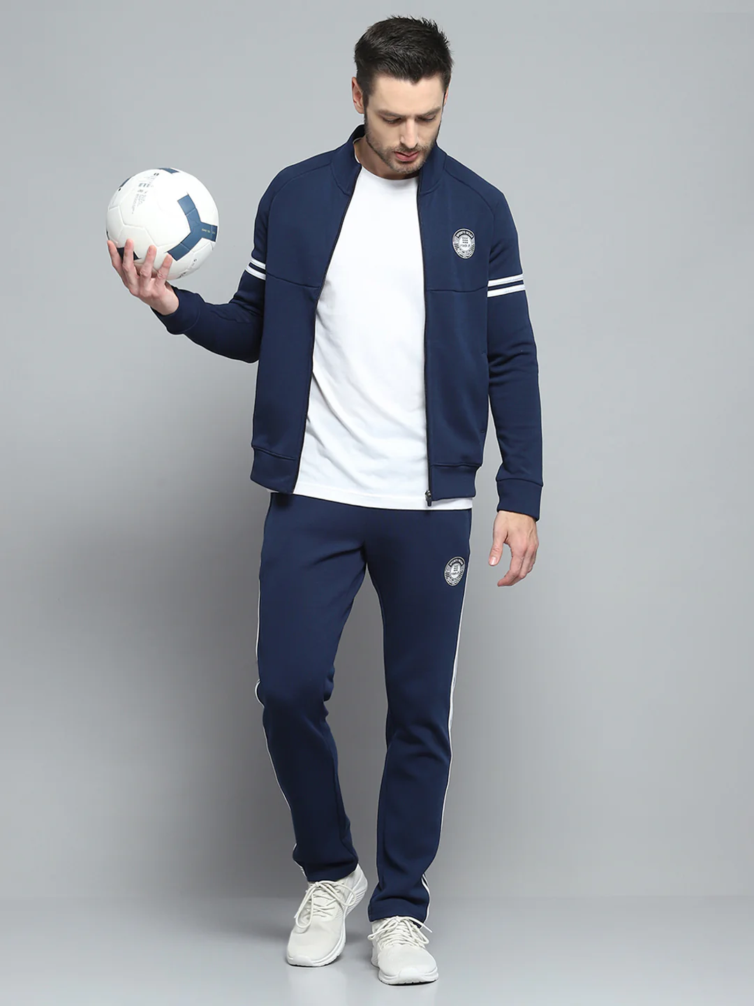 Rock.it Men Navy Blue Printed Mock Neck Full Sleeve Winter Tracksuit - Image 2