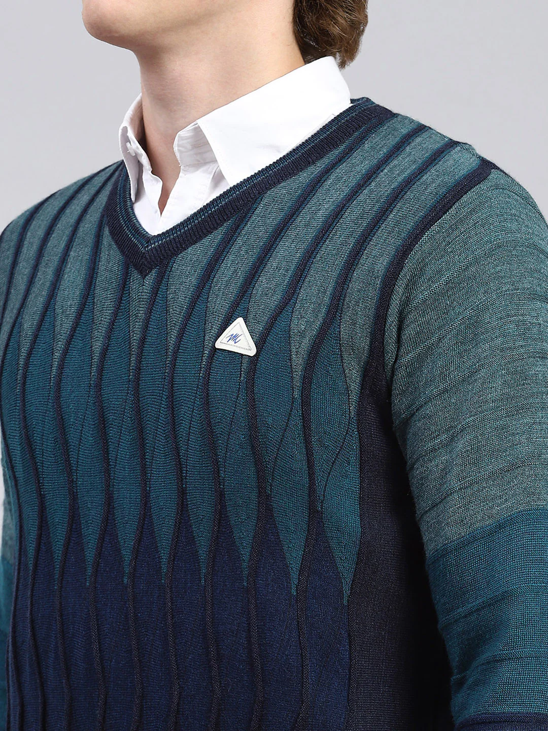 Men Navy Blue Printed Pullover - Image 6