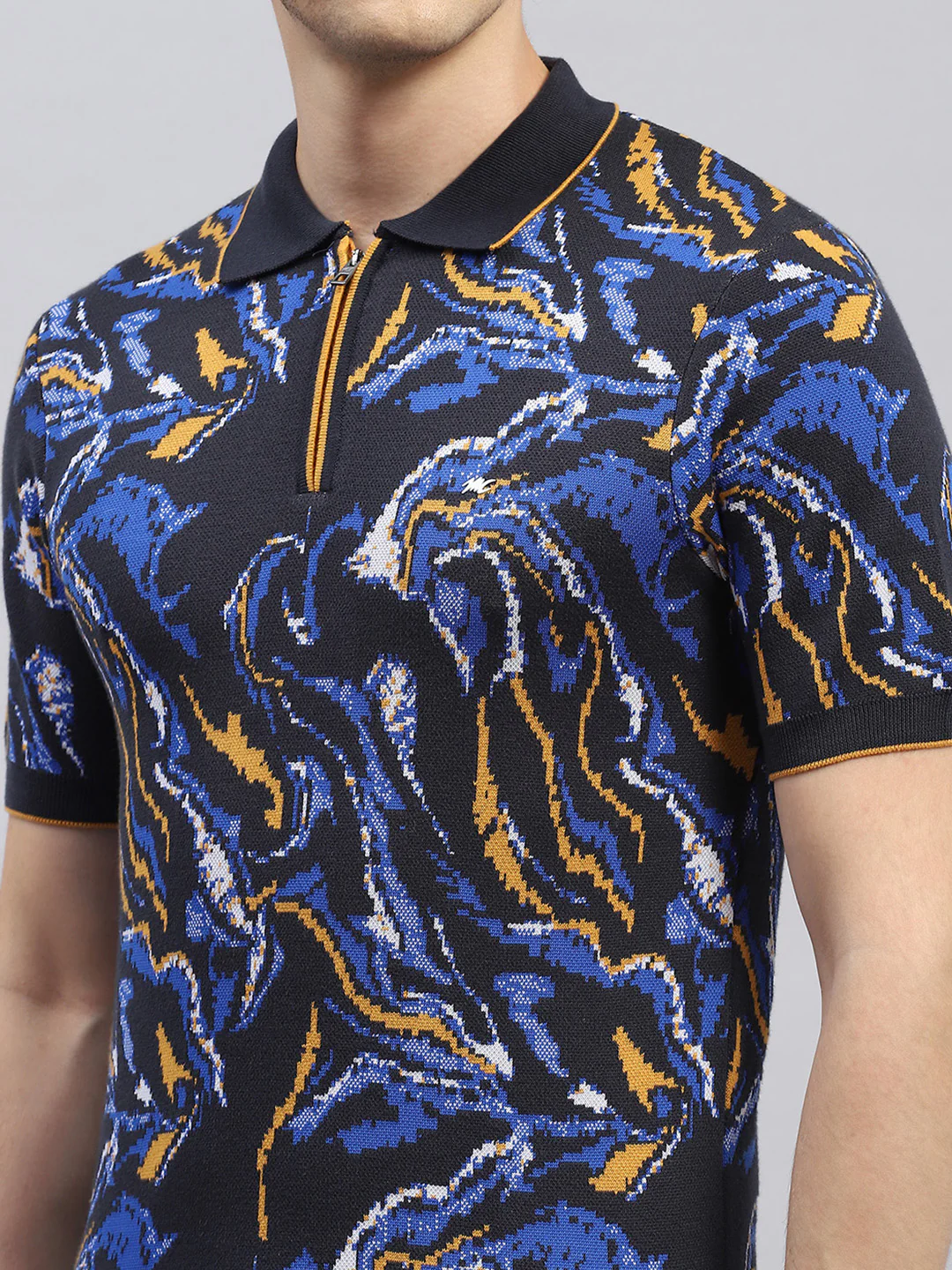 Men Navy Blue Printed Regular Fit Bermuda Set - Image 6