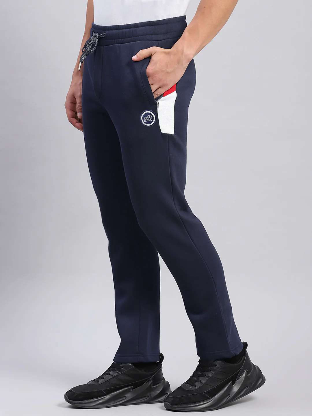 Men Navy Blue Printed Regular Fit Winter Lowers - Image 3