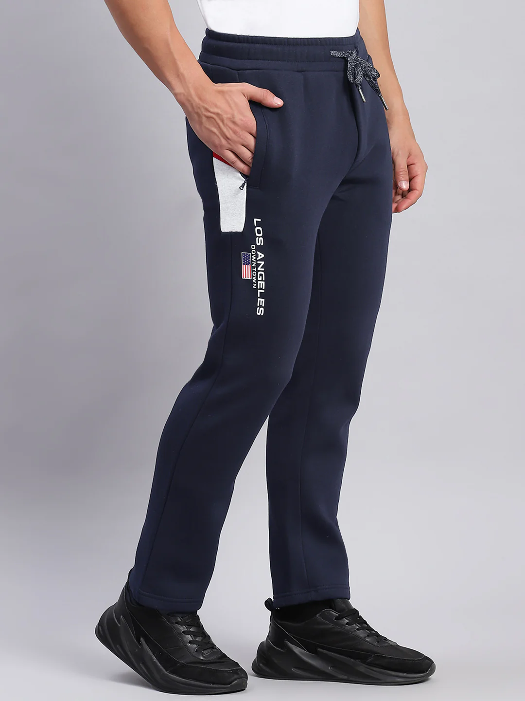 Men Navy Blue Printed Regular Fit Winter Lowers - Image 4