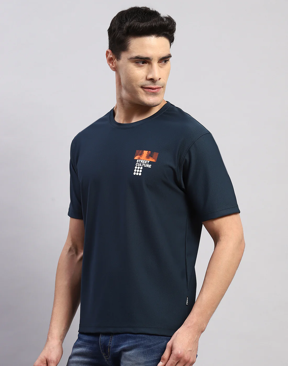 Rock.it Men Navy Blue Printed Round Neck Half Sleeve T-Shirt - Image 4