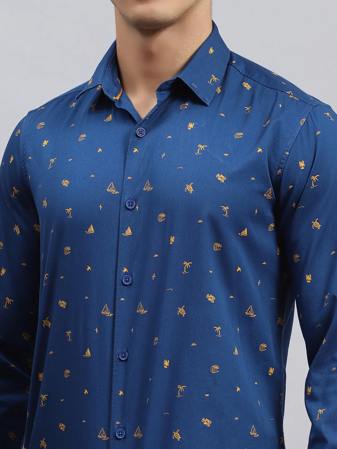 Men Navy Blue Printed Shirt - Image 6