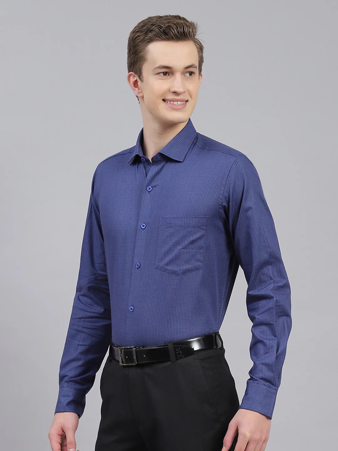Men Navy Blue Printed Shirt - Image 4