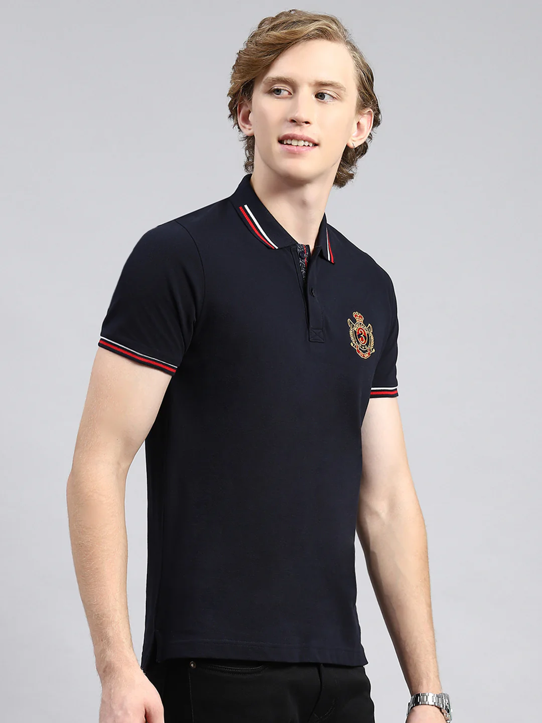 Men Navy Blue Printed T-Shirt - Image 3