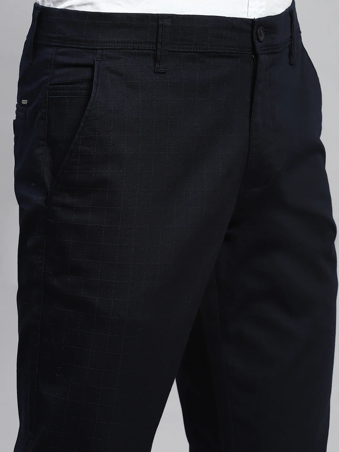 Men Navy Blue Regular Fit Trouser - Image 6