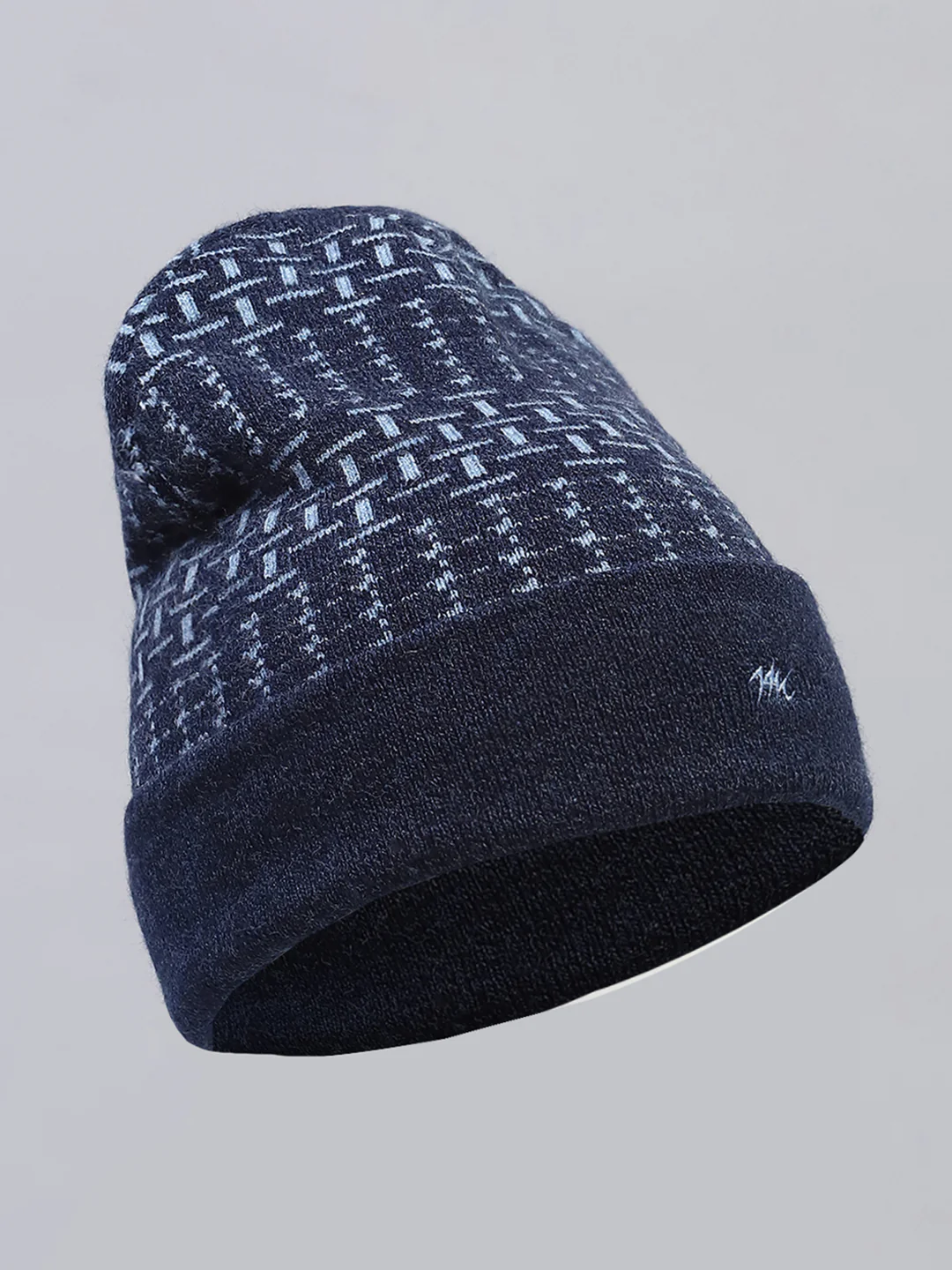 Men Navy Blue Self Design Cap - Image 5