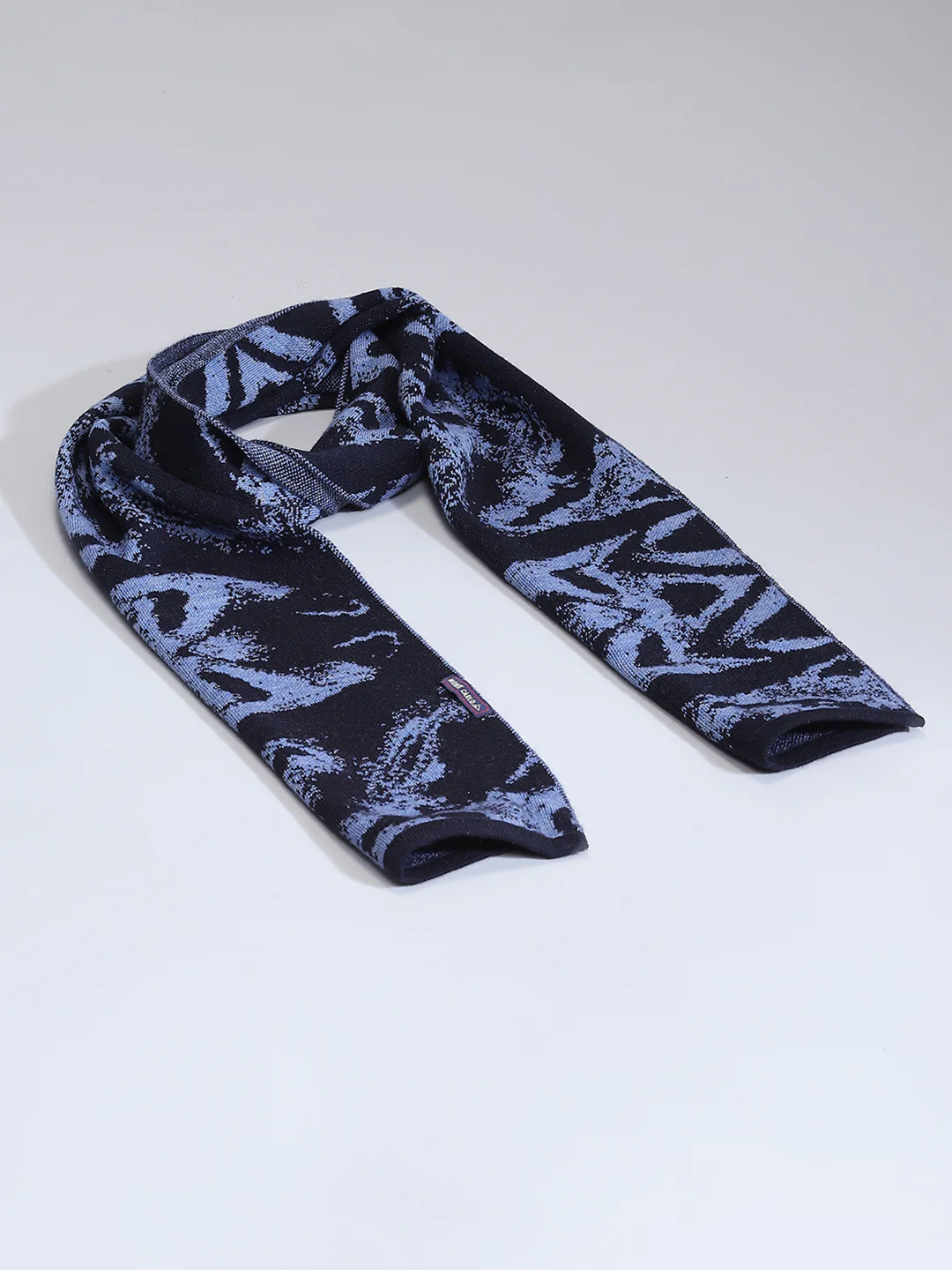 Men Navy Blue Self Design Muffler - Image 6