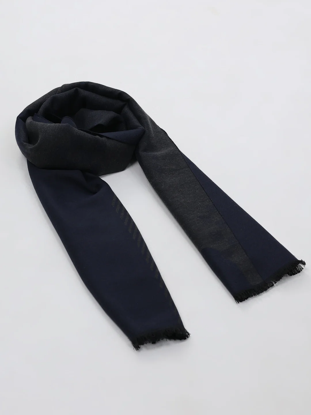 Men Navy Blue Self Design Wool Blend Muffler - Image 6