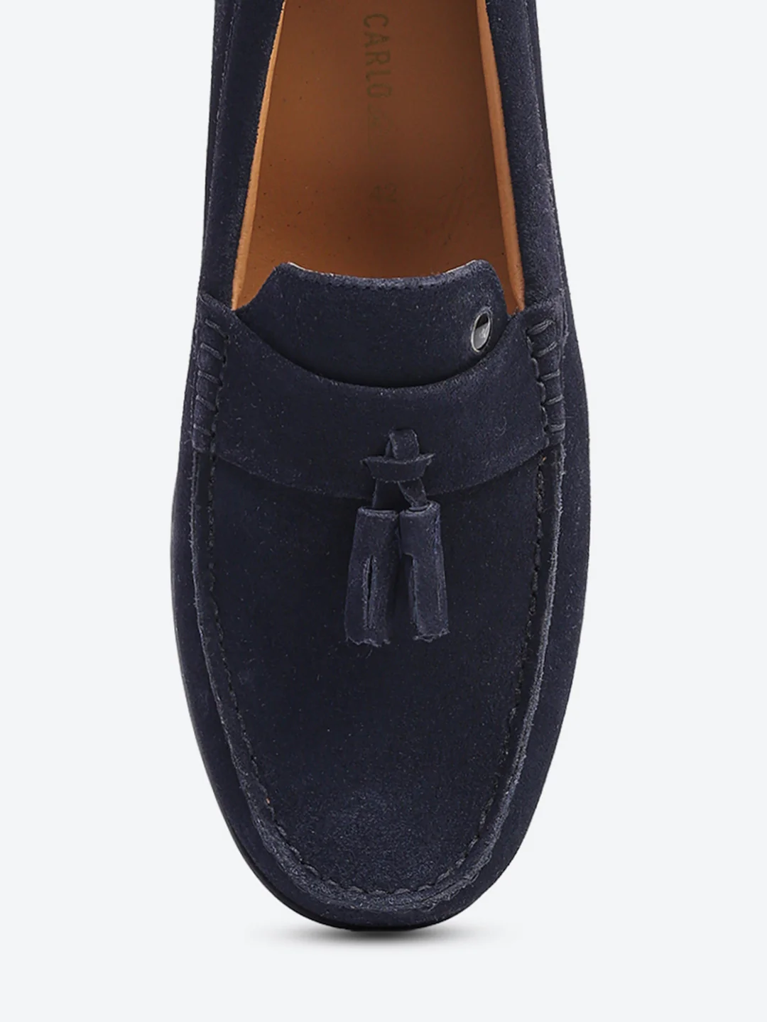 Men Navy Blue Slip on Genuine Leather Loafers - Image 7