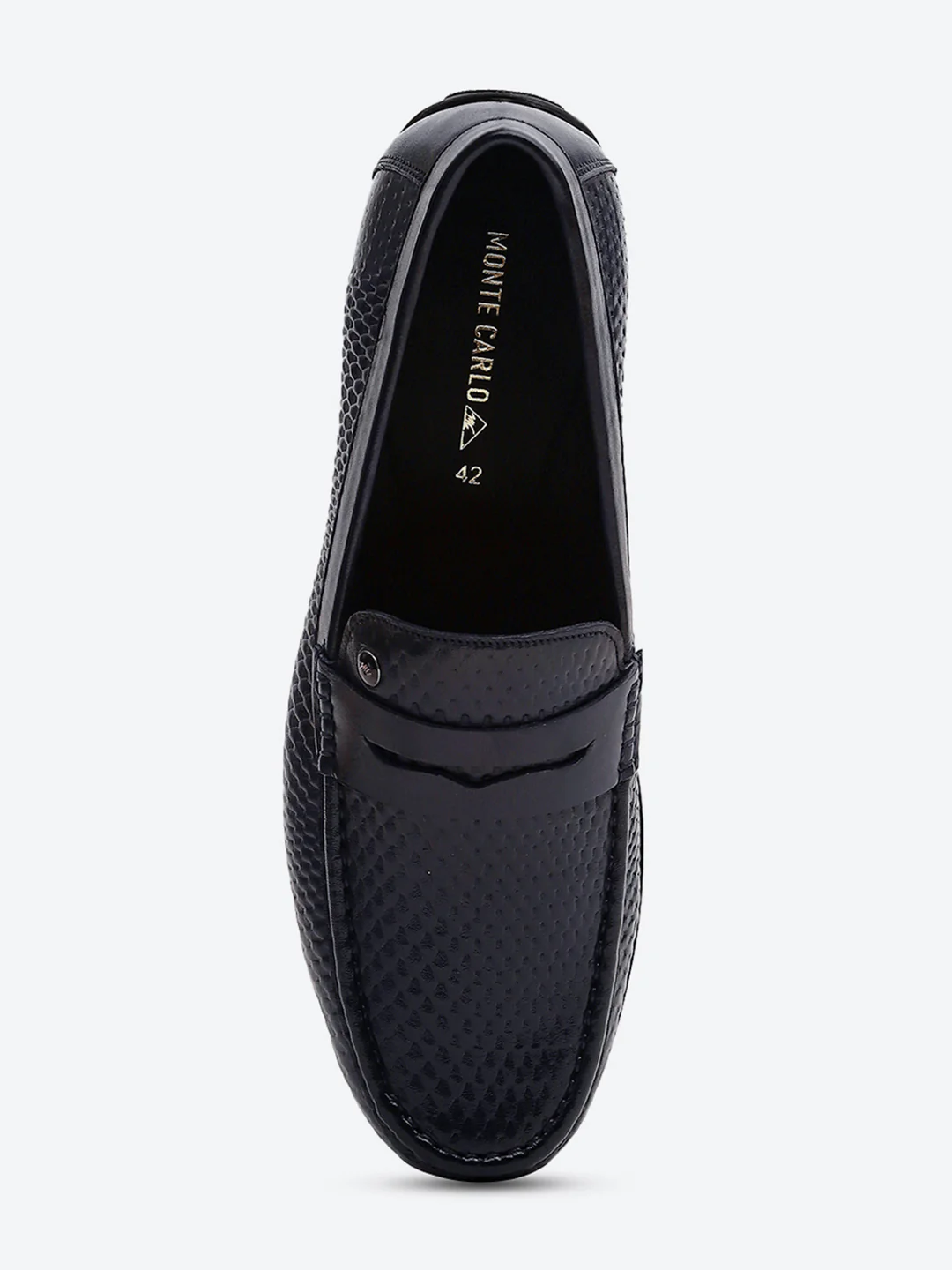 Men Navy Blue Comfortable Slip on Leather Loafers - Image 6