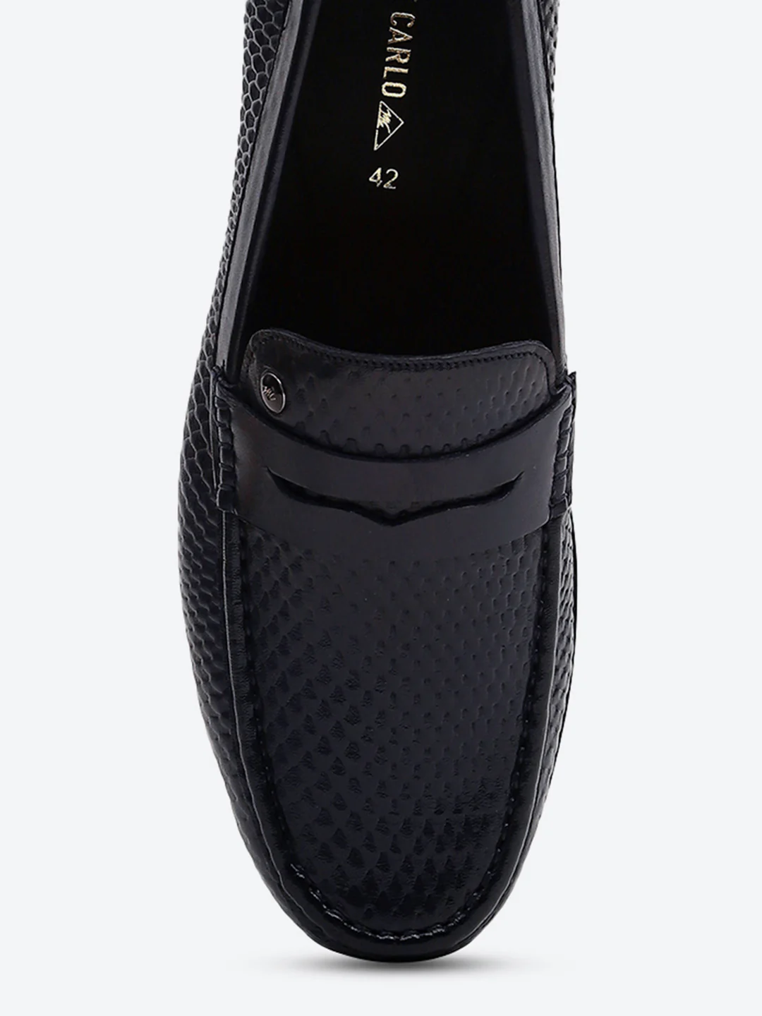 Men Navy Blue Comfortable Slip on Leather Loafers - Image 7