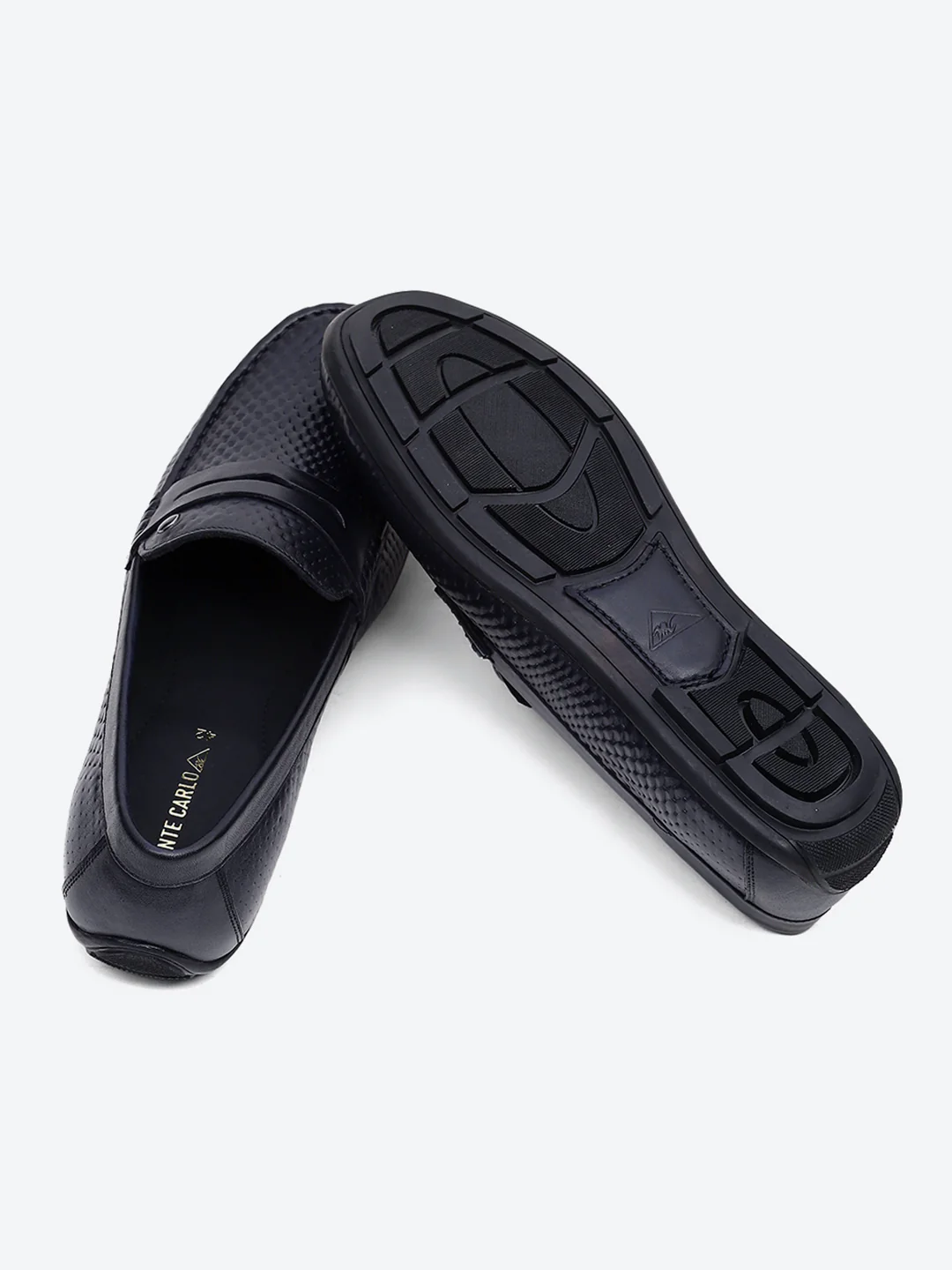 Men Navy Blue Comfortable Slip on Leather Loafers - Image 8