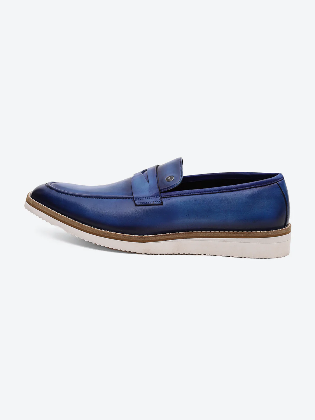 Men Navy Blue Slip on Leather Penny Loafers - Stylish Fashion Shoes - Image 4