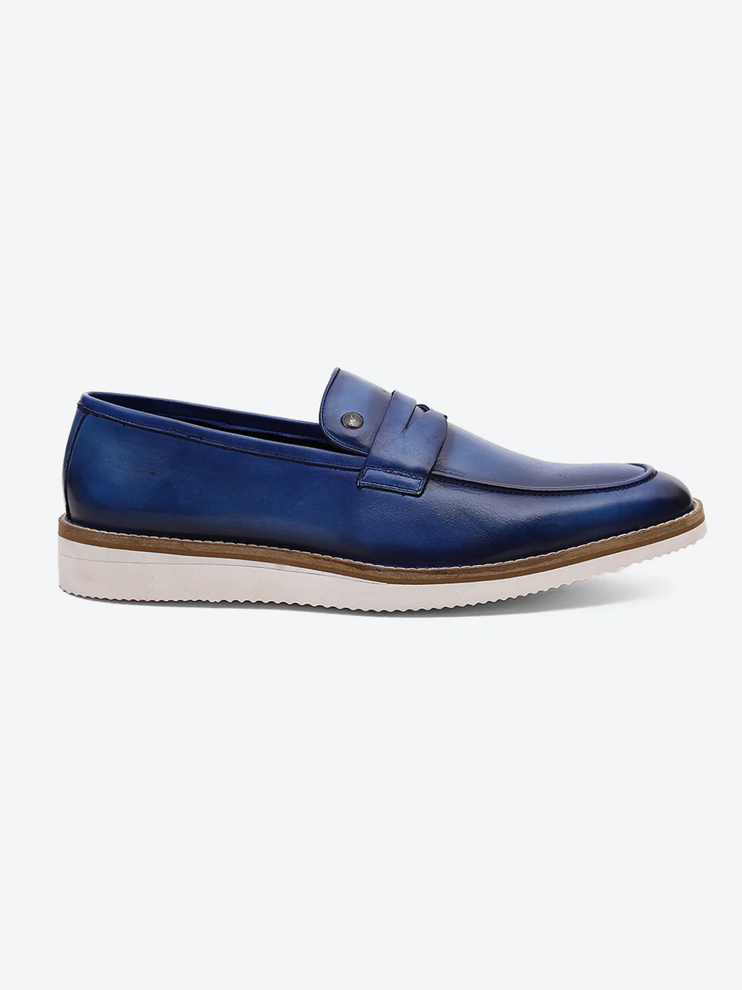 Men Navy Blue Slip on Leather Penny Loafers - Stylish Fashion Shoes - Image 5