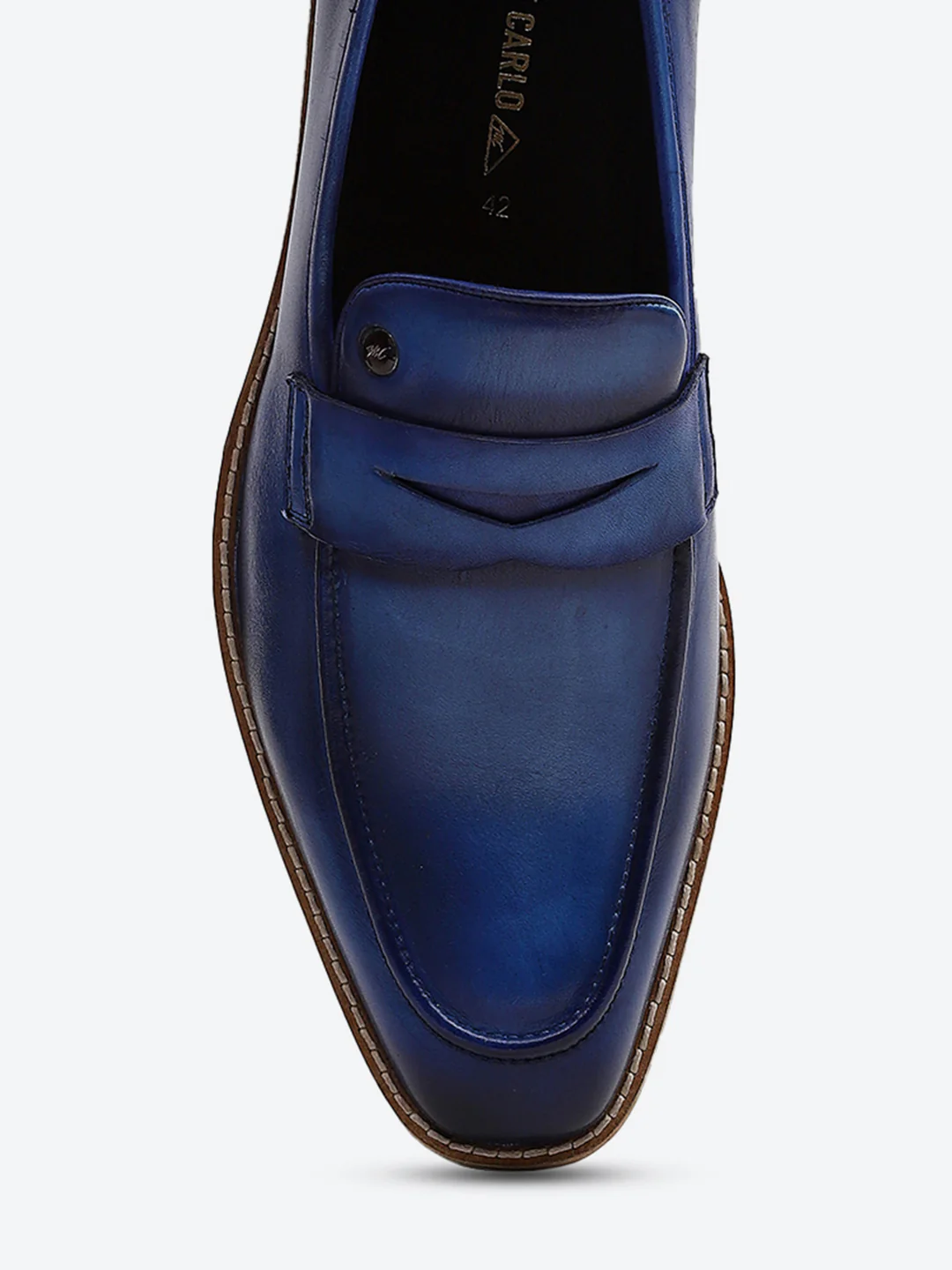 Men Navy Blue Slip on Leather Penny Loafers - Stylish Fashion Shoes - Image 7