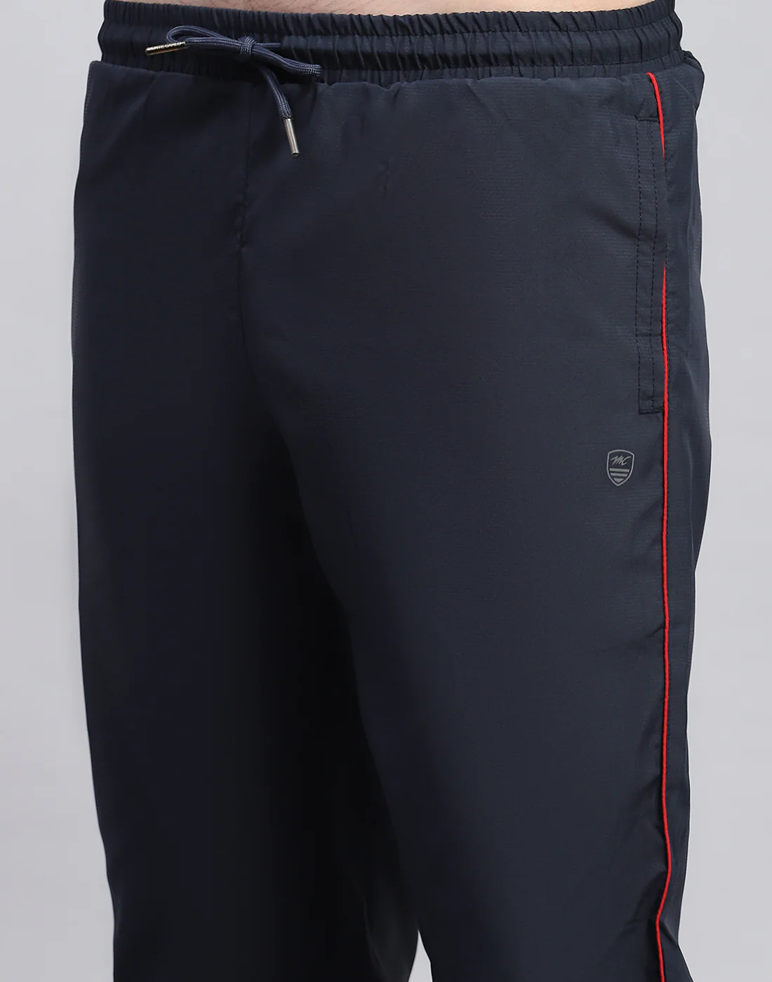 Men Navy Blue Solid Band Collar Full Sleeve Winter Tracksuit - Image 8
