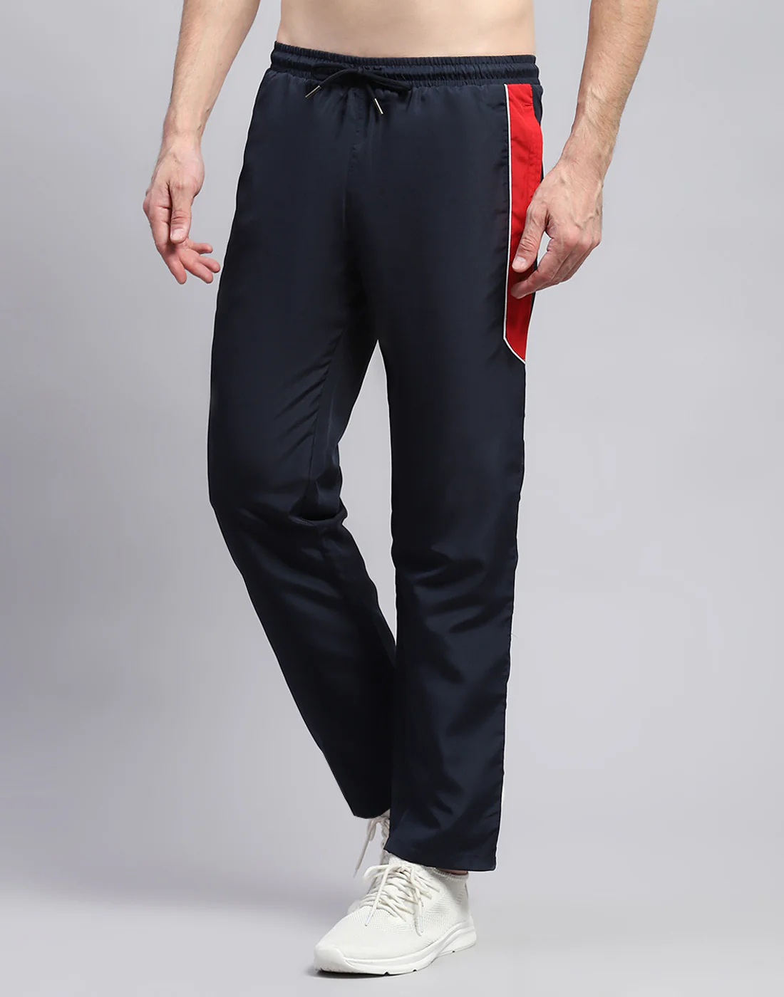 Men Navy Blue Solid Band Collar Full Sleeve Winter Tracksuit - Image 7
