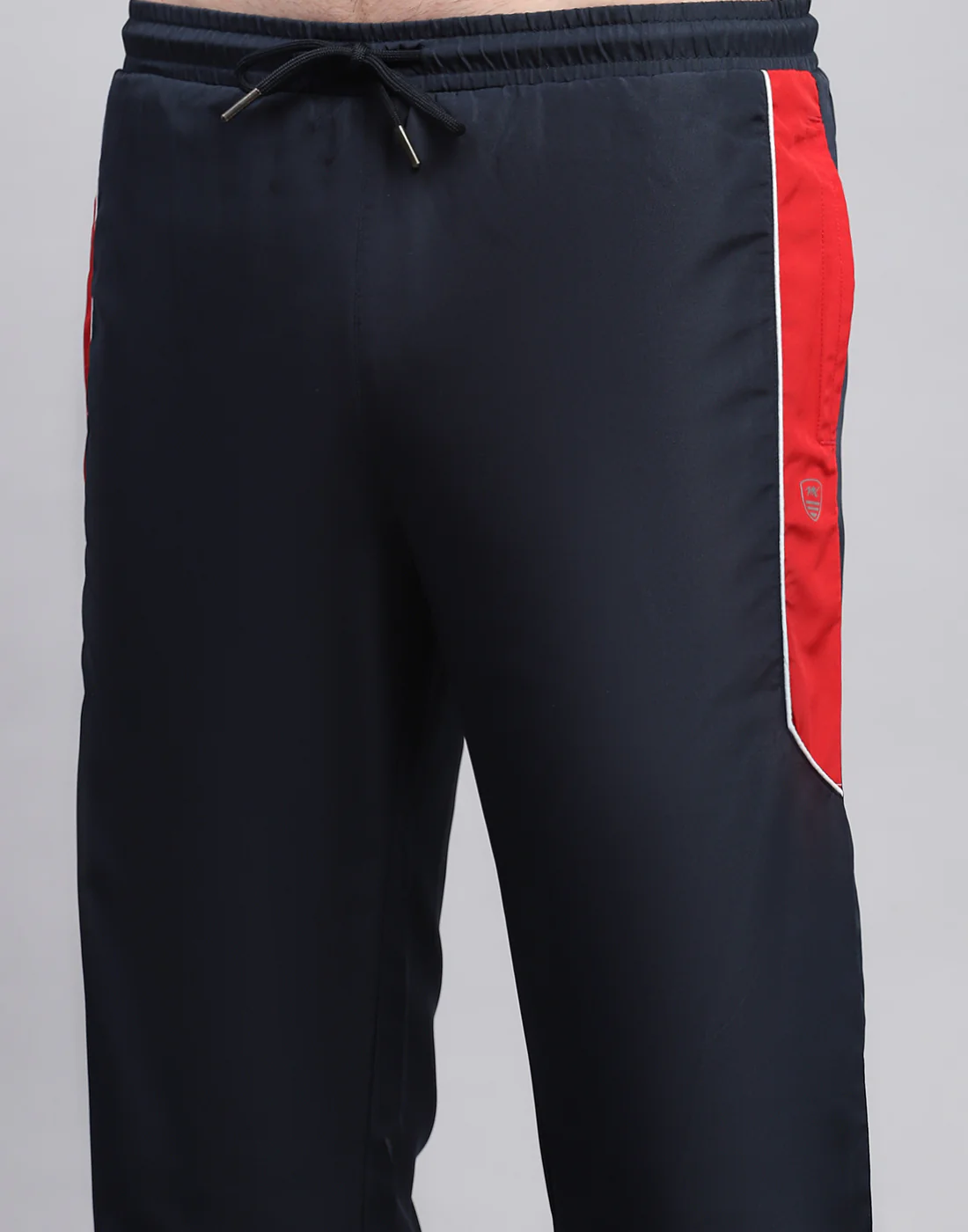 Men Navy Blue Solid Band Collar Full Sleeve Winter Tracksuit - Image 8
