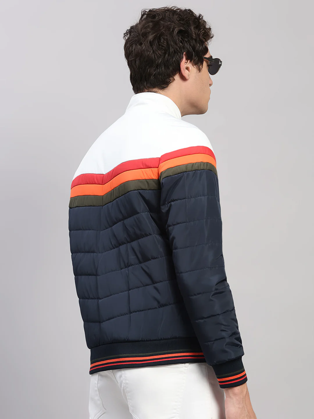 Men Navy Blue Solid Collar Full Sleeve Jacket - Image 5
