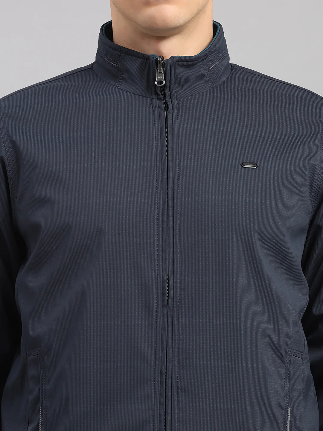 Men Navy Blue Solid Collar Full Sleeve Reversible Jacket - Image 10