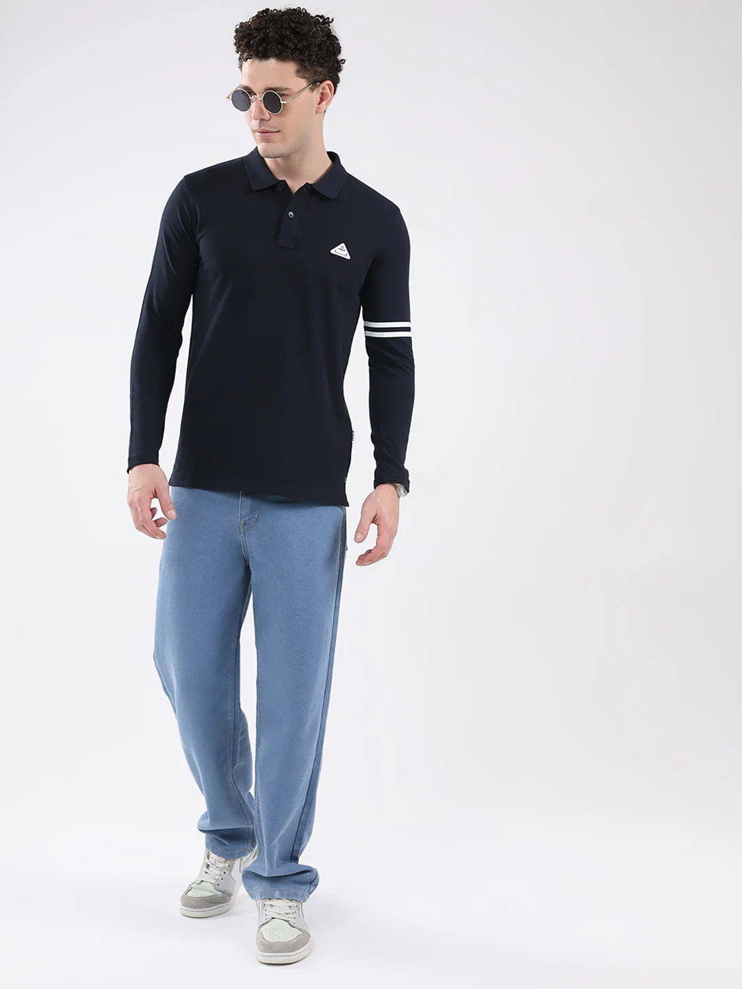 Rock.it Men Navy Blue Solid Collar Full Sleeve Winter T-Shirt - Image 2