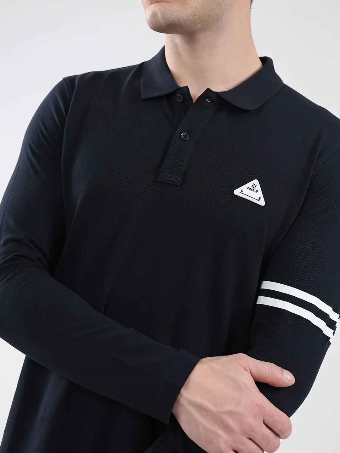 Rock.it Men Navy Blue Solid Collar Full Sleeve Winter T-Shirt - Image 6