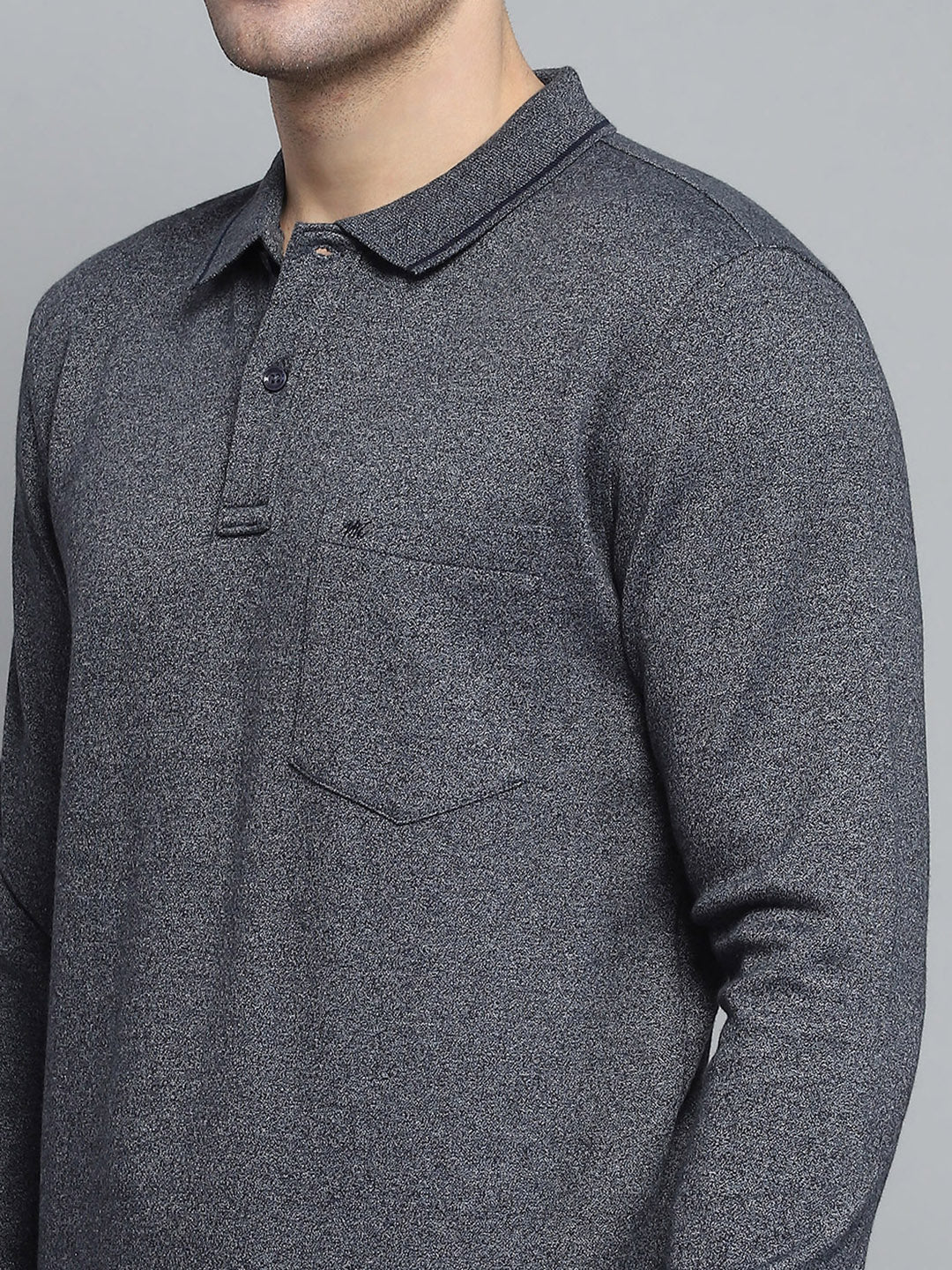 Men Navy Blue Solid Collar Full Sleeve Winter Tracksuit - Image 7