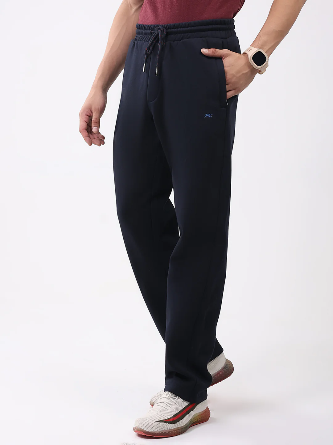 Men Navy Blue Solid Collar Full Sleeve Winter Tracksuit - Image 7