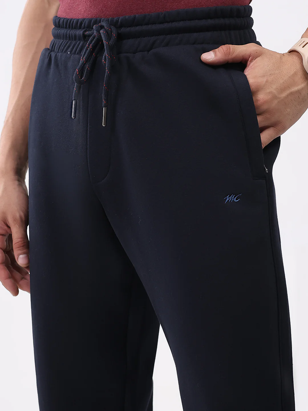 Men Navy Blue Solid Collar Full Sleeve Winter Tracksuit - Image 8