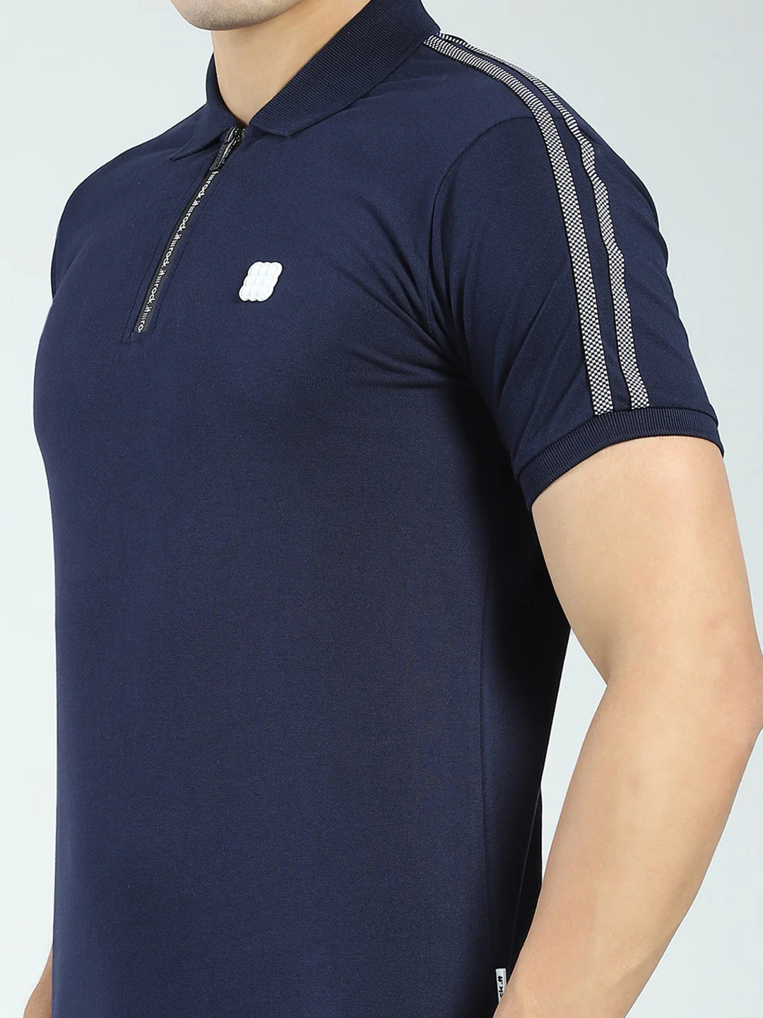 Rock.it Men Navy Blue Solid Collar Half Sleeve T-Shirt - Image 6