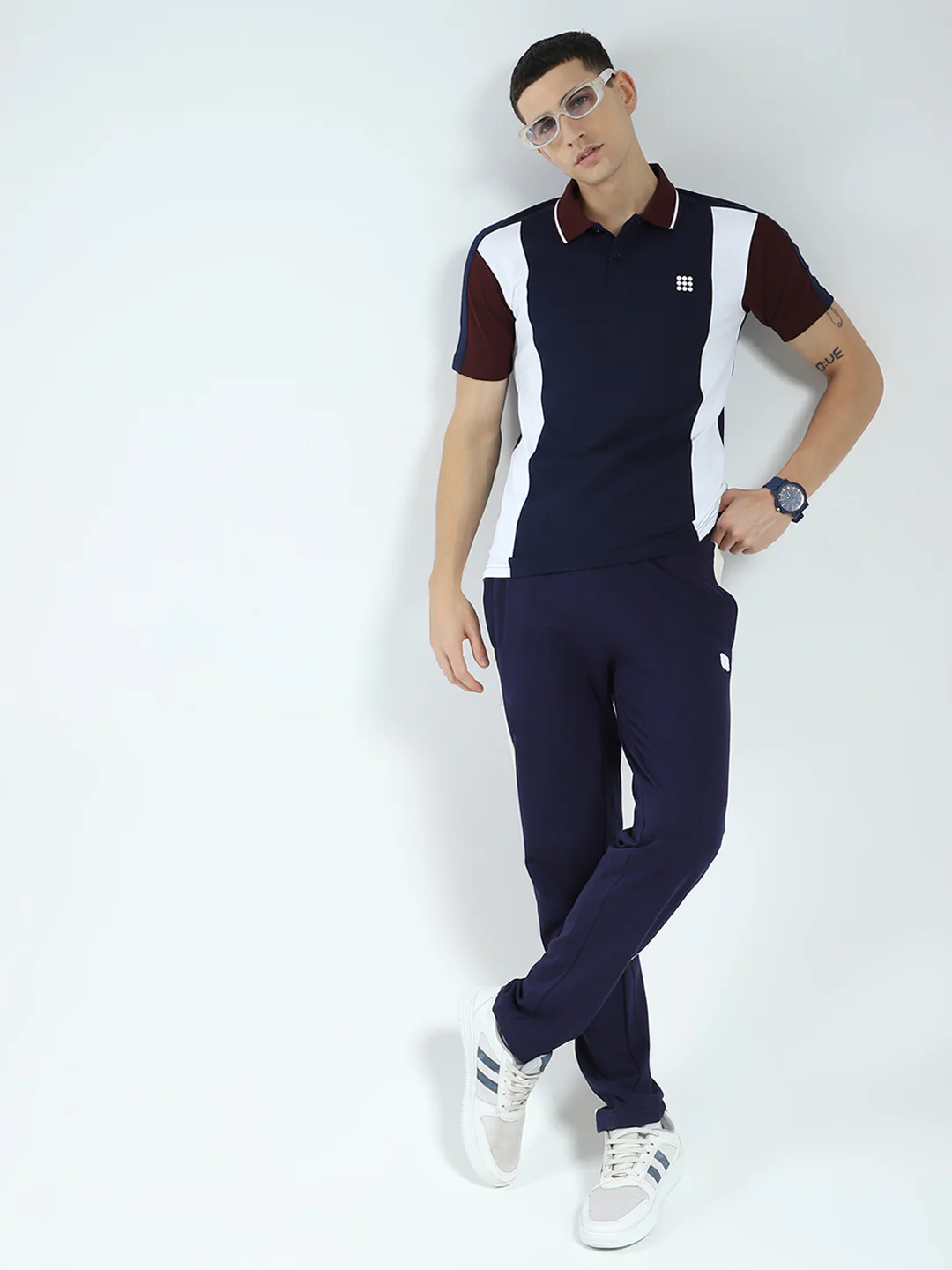 Rock.it Men Navy Blue Stripe Collar Half Sleeve T-Shirt - Image 2