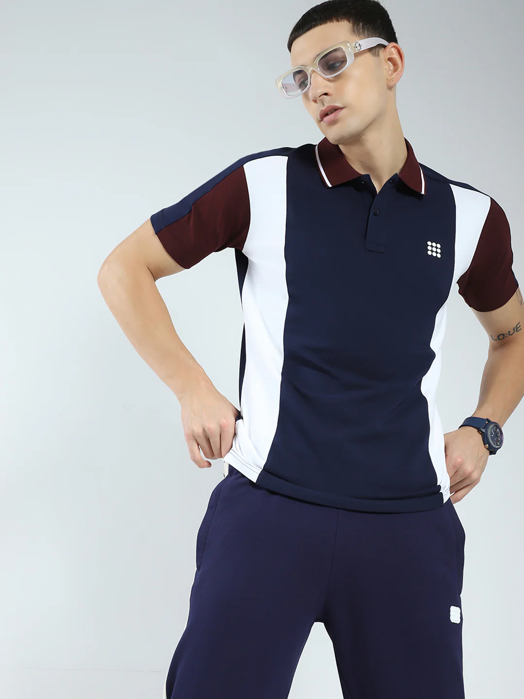 Rock.it Men Navy Blue Stripe Collar Half Sleeve T-Shirt - Image 6