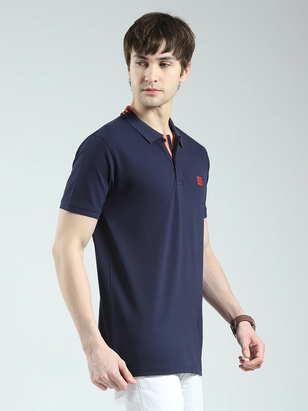 Rock.it Men Navy Blue Solid Collar Half Sleeve T-Shirt - Image 4