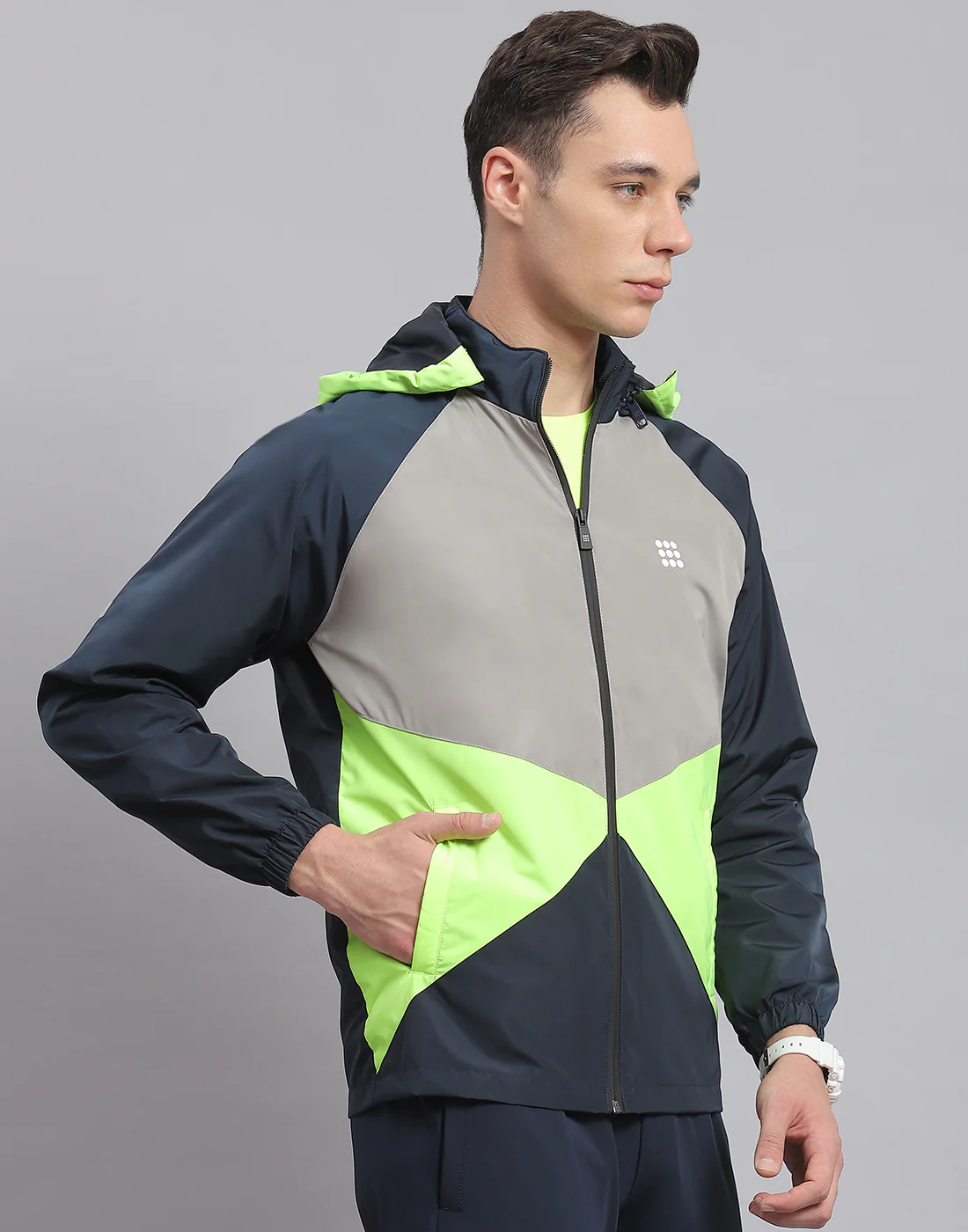 Rock.it Men Navy Blue Solid Hooded Full Sleeve Jacket - Image 4