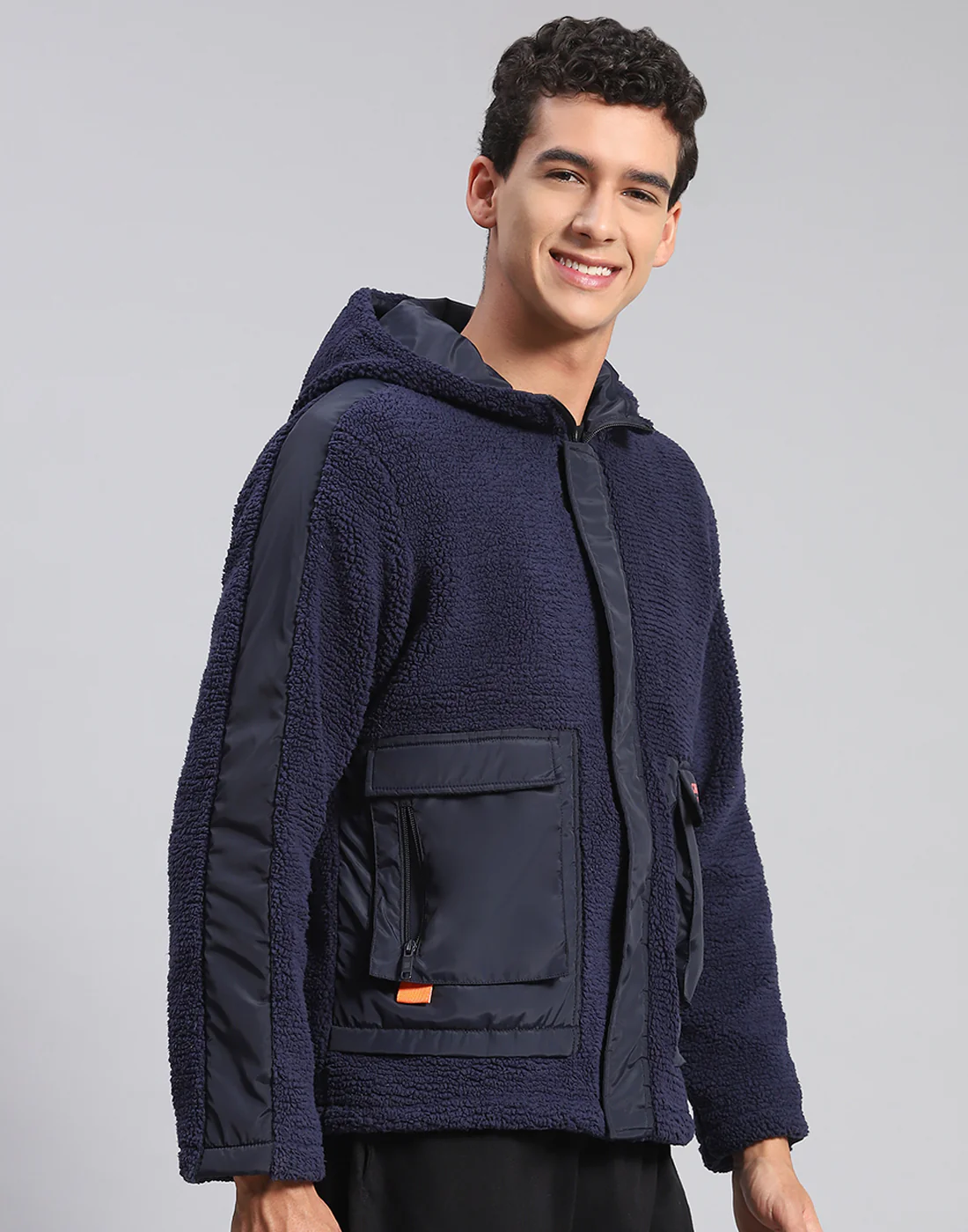 Rock.it Men Navy Blue Solid Hooded Full Sleeve Jacket - Image 5