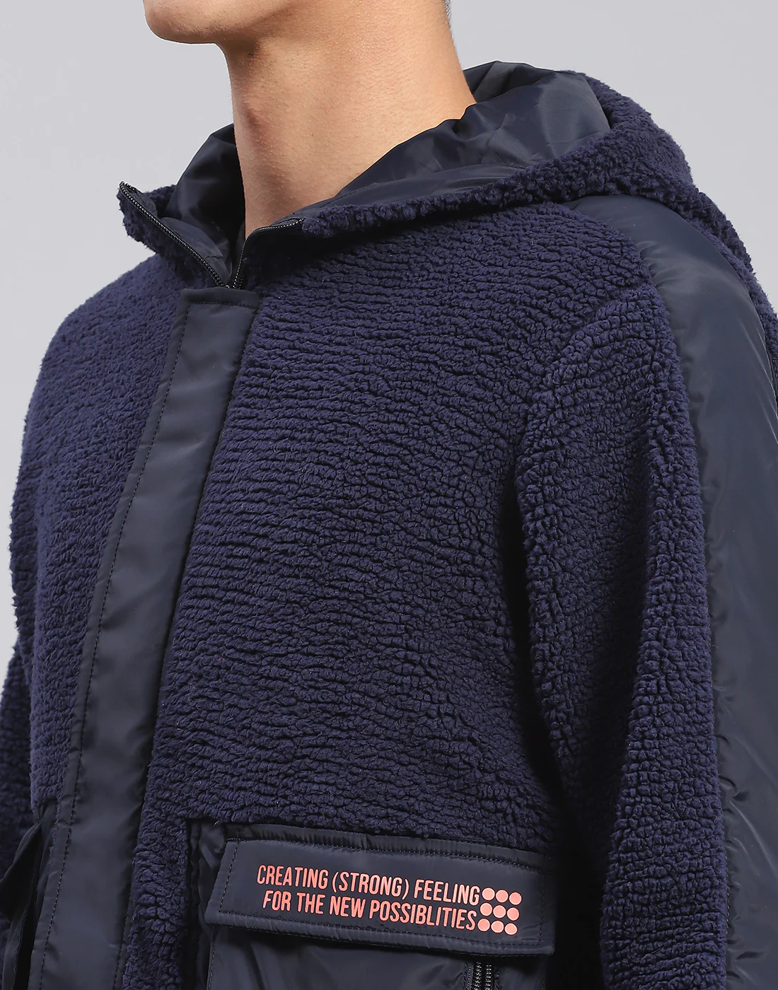 Rock.it Men Navy Blue Solid Hooded Full Sleeve Jacket - Image 7