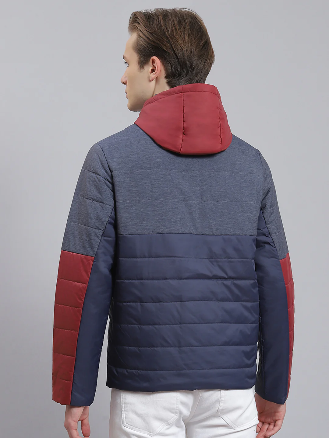 Men Navy Blue Solid Hooded Full Sleeve Jacket - Image 6