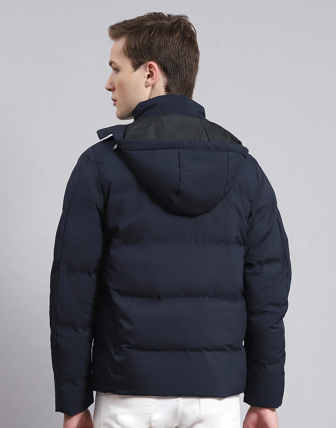 Men Navy Blue Solid Hooded Full Sleeve Jacket - Image 5