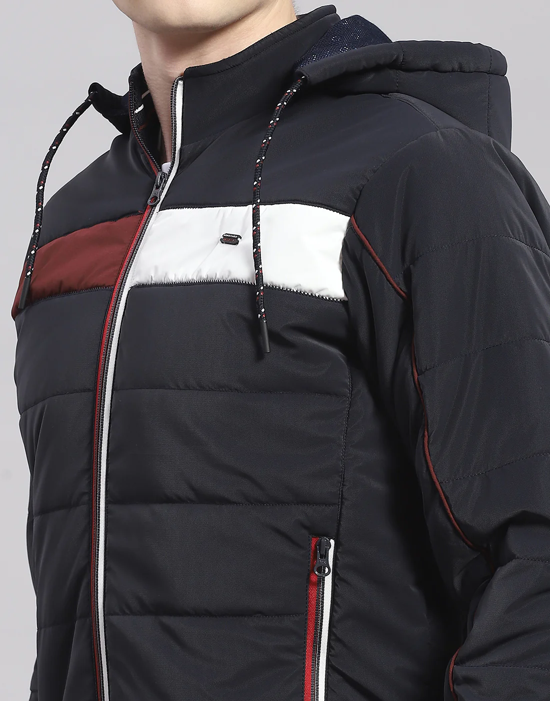Men Navy Blue Solid Hooded Full Sleeve Jacket - Image 7