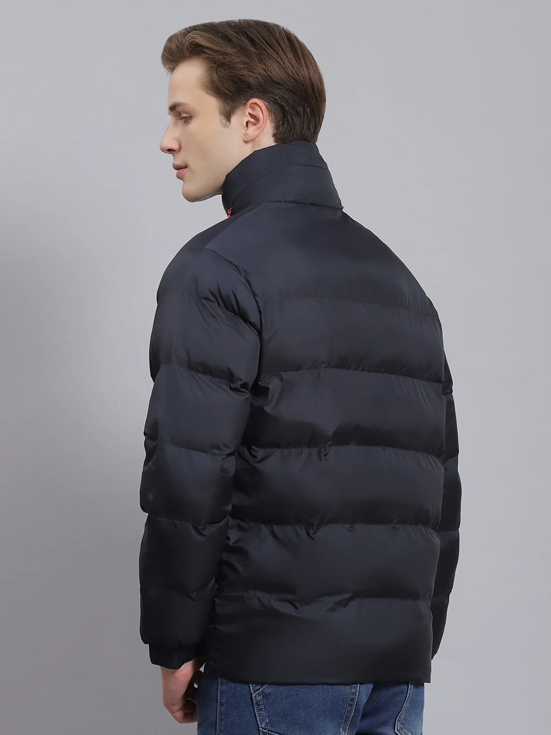 Men Navy Blue Solid Hooded Full Sleeve Jacket - Image 5