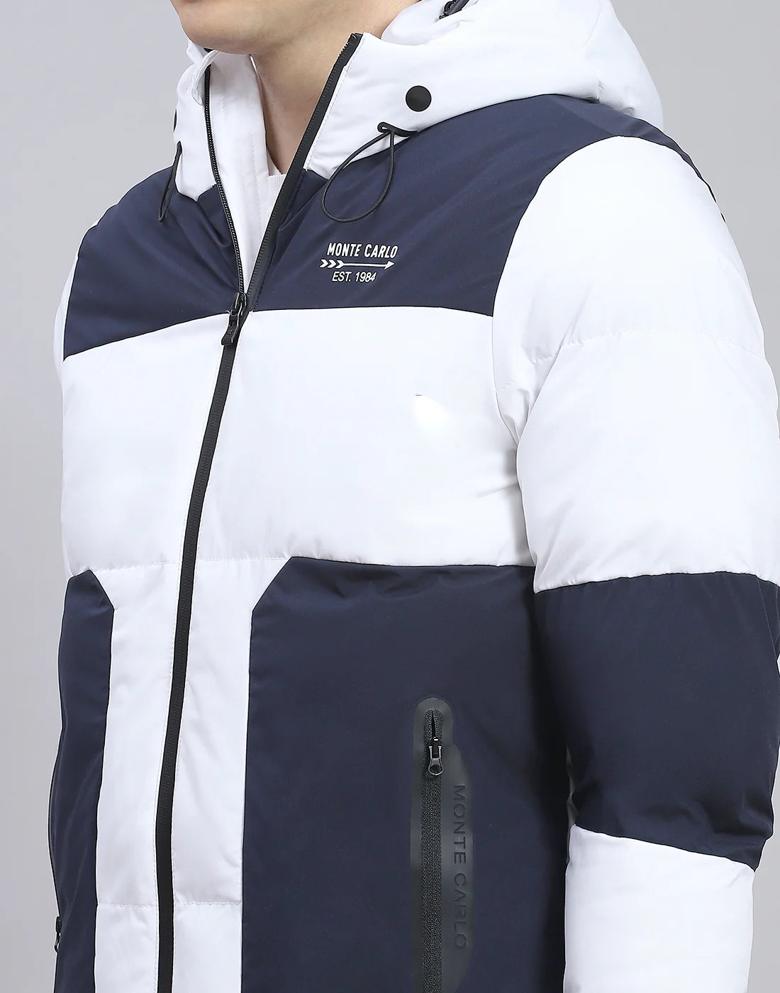 Men Navy Blue Solid Hooded Full Sleeve Jacket - Image 6