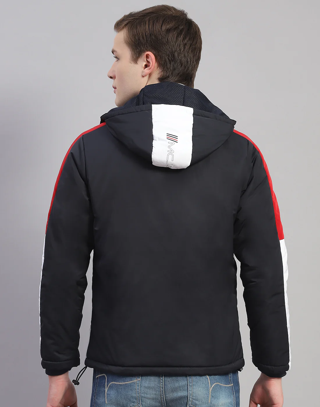 Men Navy Blue Solid Hooded Full Sleeve Jacket - Image 5