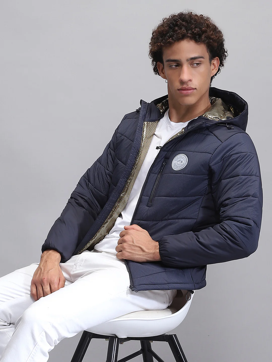 Rock.it Men Navy Blue Solid Hooded Full Sleeve Jacket - Image 6