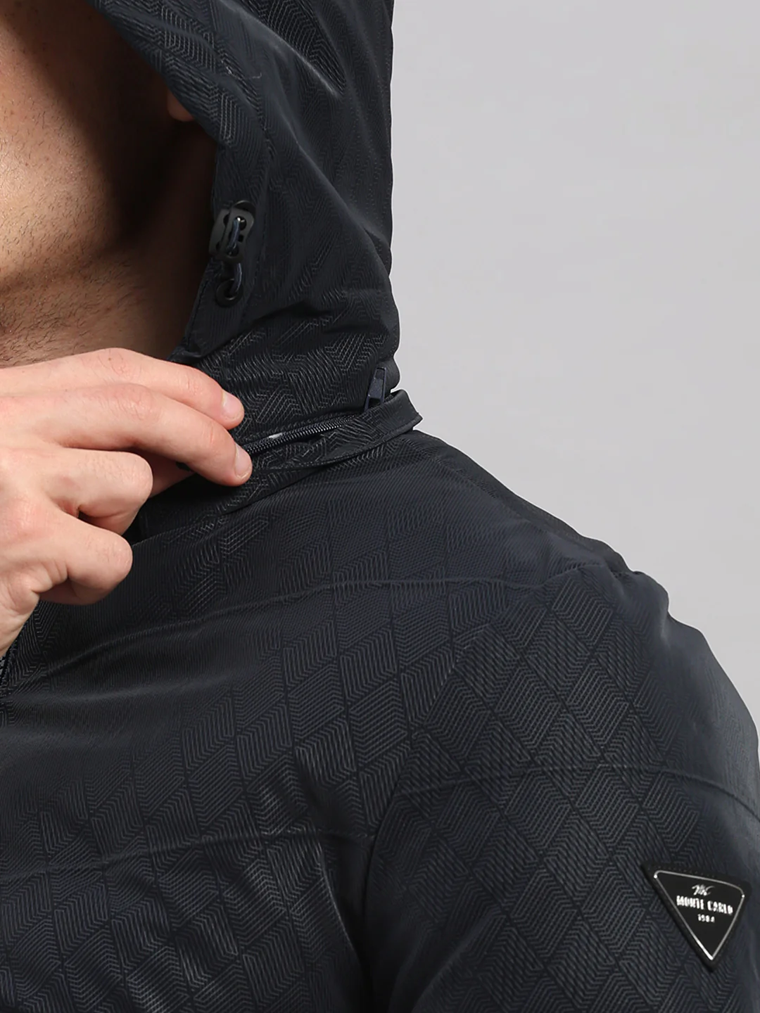 Men Navy Blue Solid Hooded Full Sleeve Jacket - Image 8