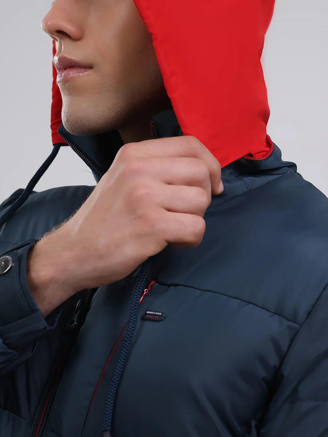 Men Navy Blue Solid Hooded Full Sleeve Jacket - Image 8