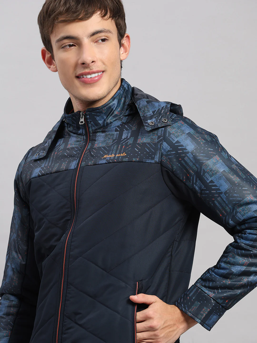 Men Navy Blue Solid Hooded Full Sleeve Jacket - Image 7