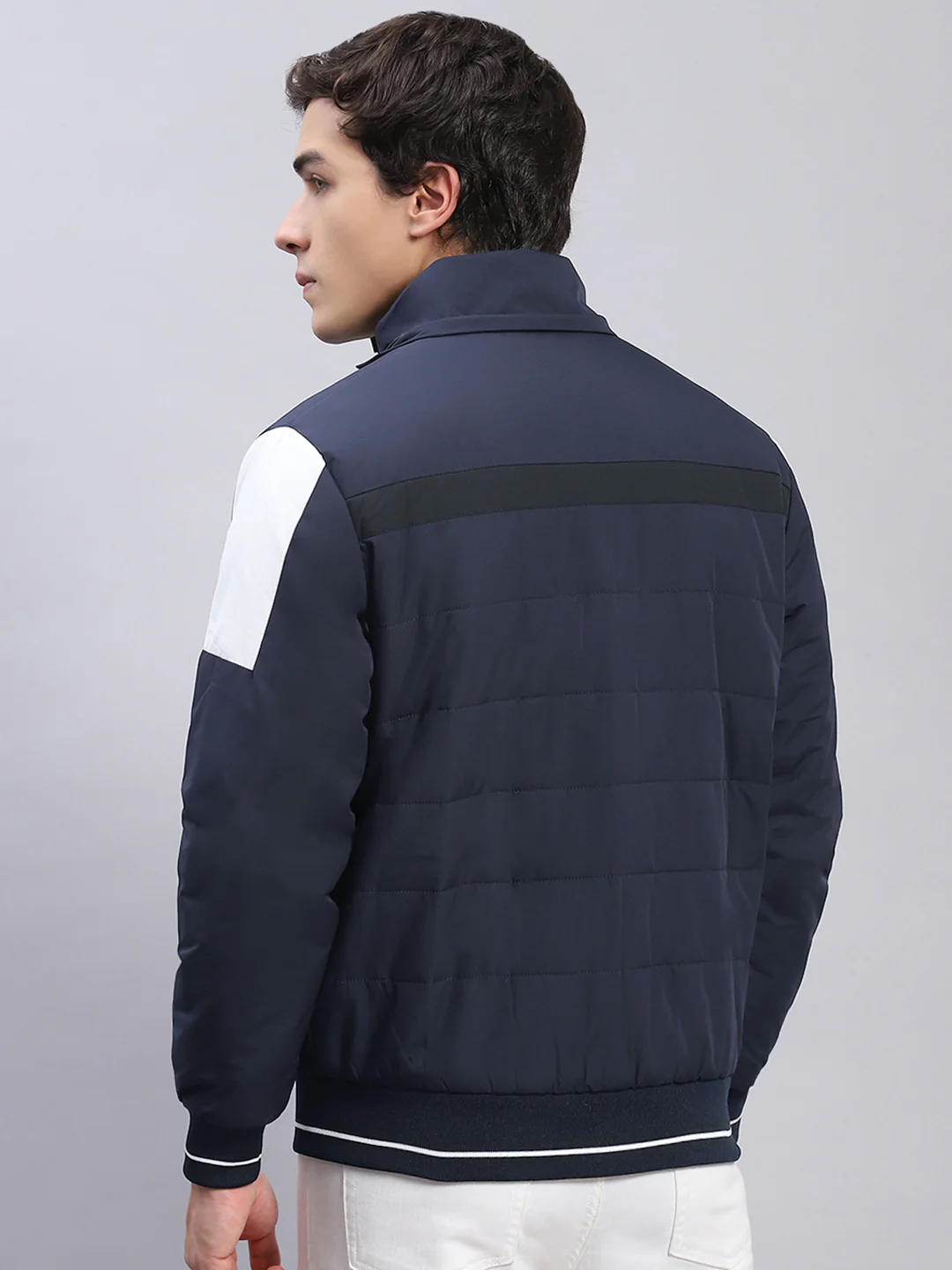 Men Navy Blue Solid Hooded Full Sleeve Jackets - Image 7