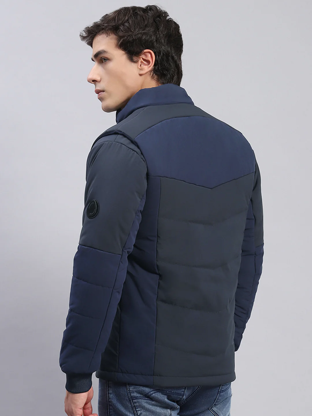 Men Navy Blue Solid Hooded Full Sleeve Jackets - Image 7