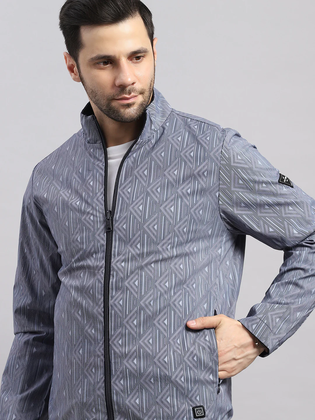 Men Navy Blue Solid Hooded Full Sleeve Reversible Jacket - Image 9